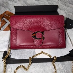 Deep Red C Tabby Chain Clutch